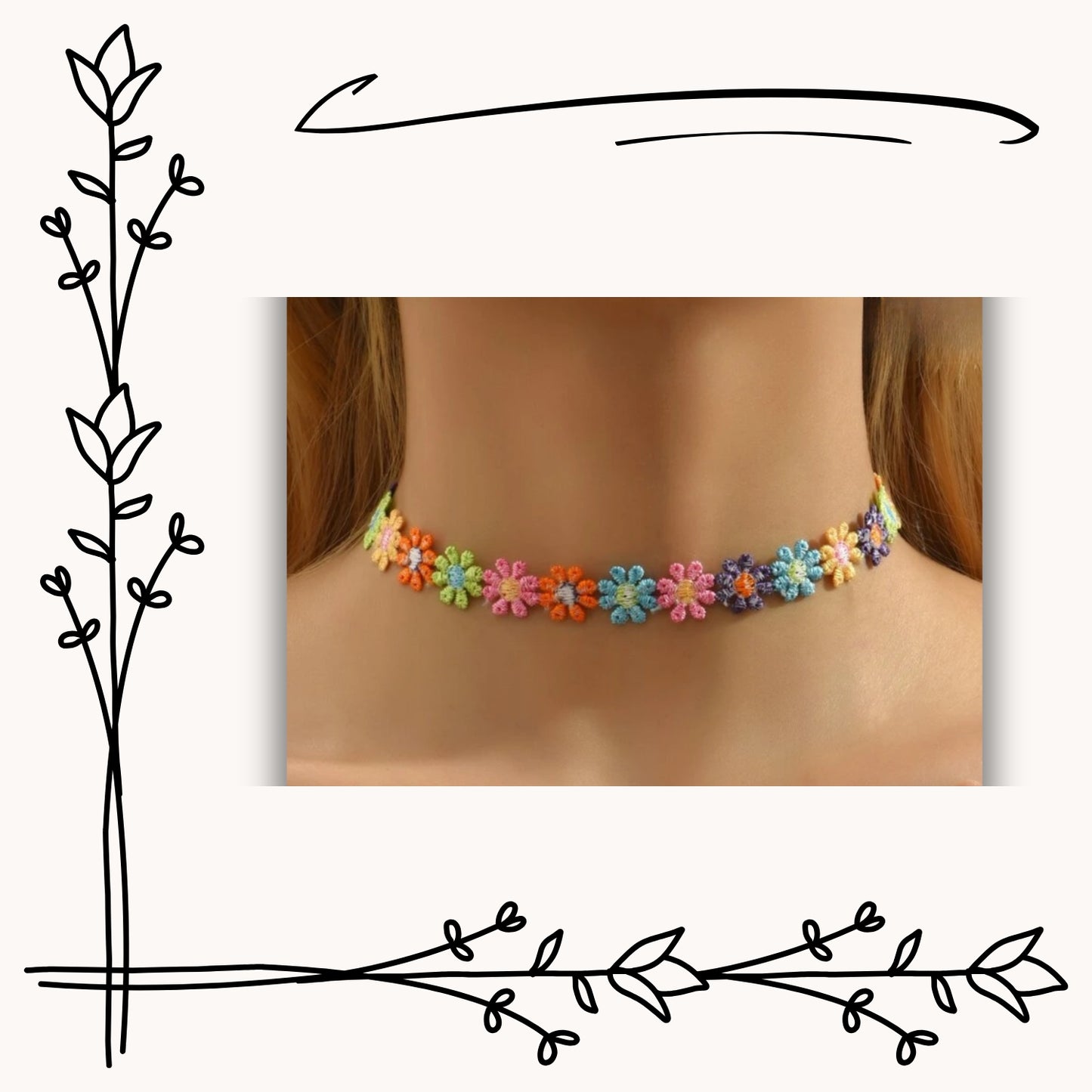 Multi-Color Floral Choker