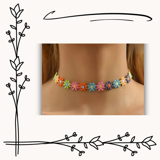 Multi-Color Floral Choker
