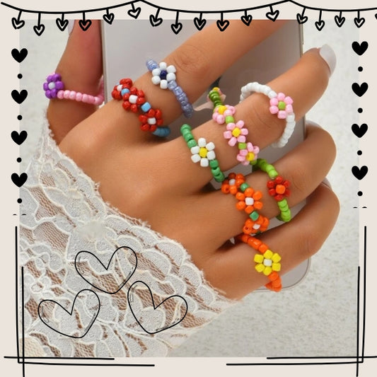 Beaded Dainty Daisy Rings