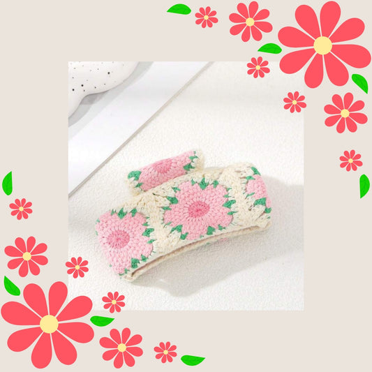 Knitted Flower Hair Claw