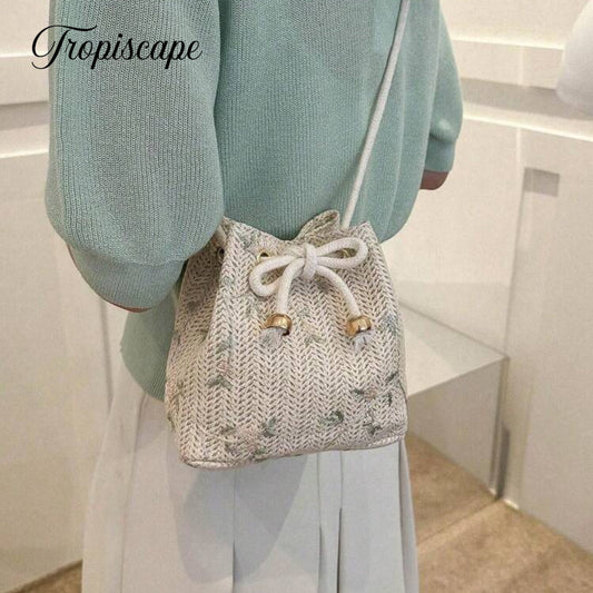 Mini Floral Embroidered Drawstring Bag