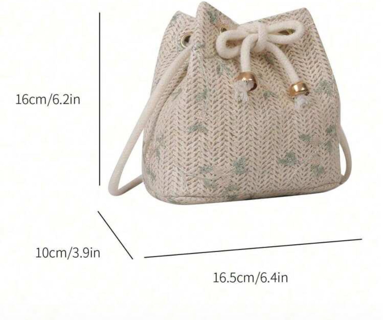 Mini Floral Embroidered Drawstring Bag