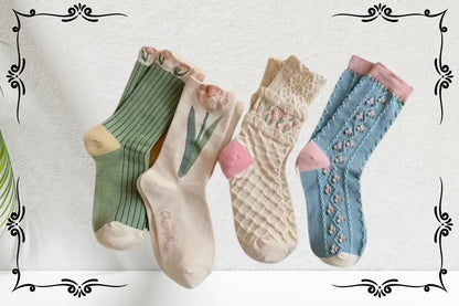 Sweet Waffle Knit Pattern with Tulip Accent
